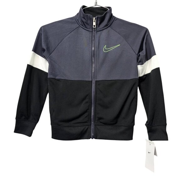 Nike Boys Front Zip Color Block Gray And Black New Track Jacket - Picture 1 of 7